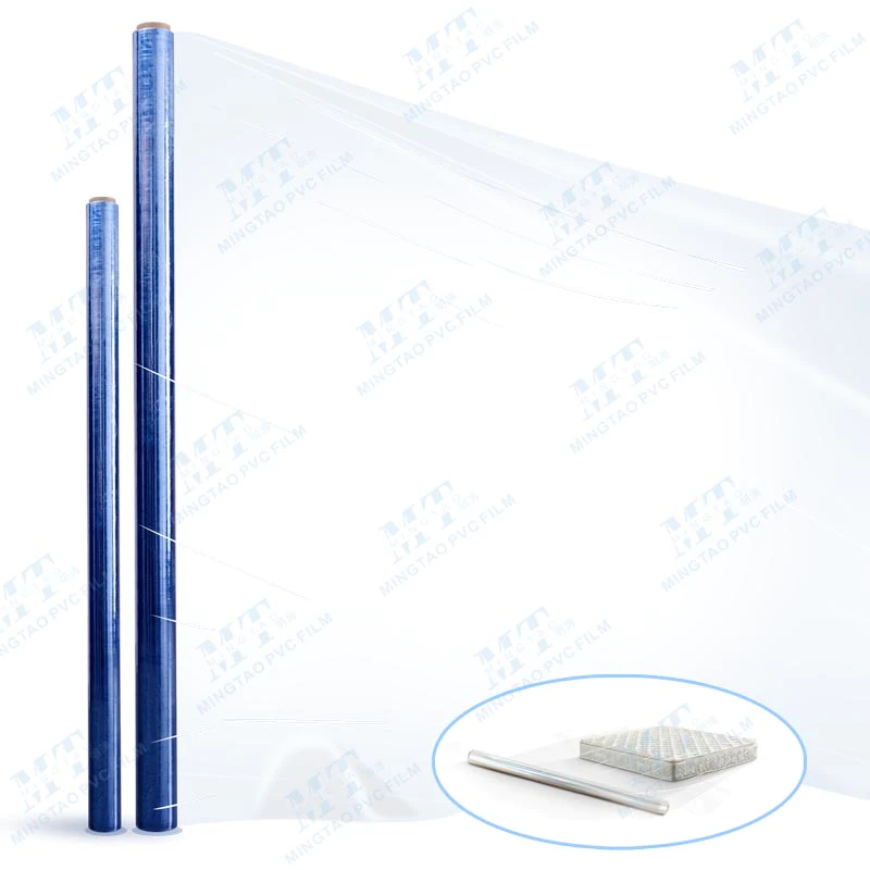 Hot blue transparent pvc shrink film packing mattress and furniture